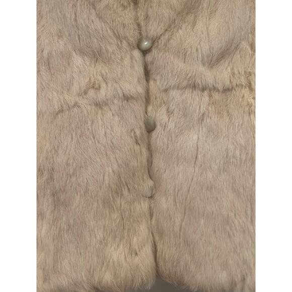 Vintage Women’s Rabbit Fur Short Beige Jacket Small - Picture 4 of 12